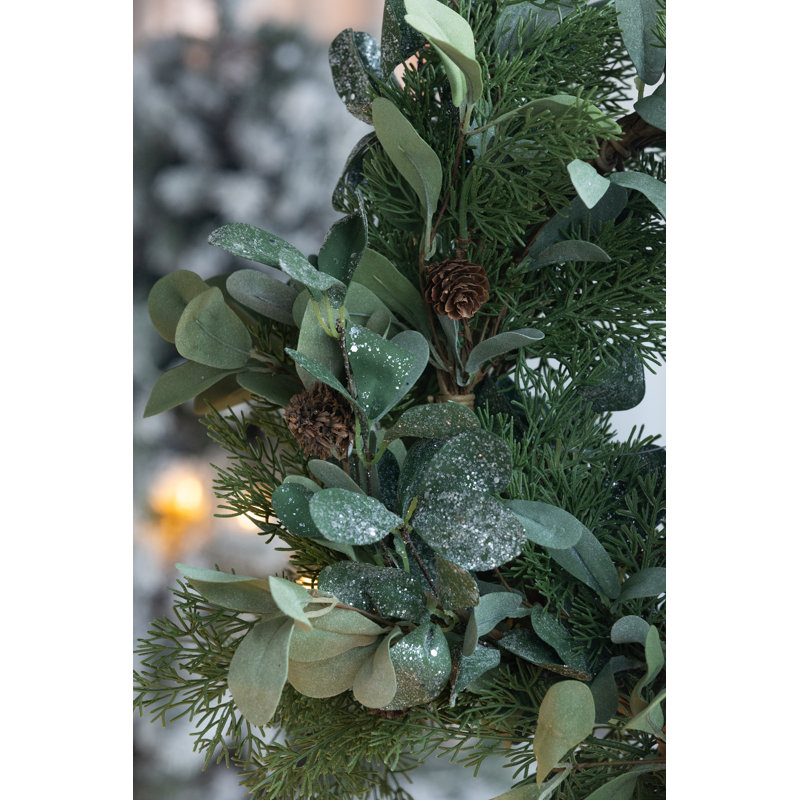 Couronne de 61 cm (24 pouces) en feuillage artificiel vert et cèdre