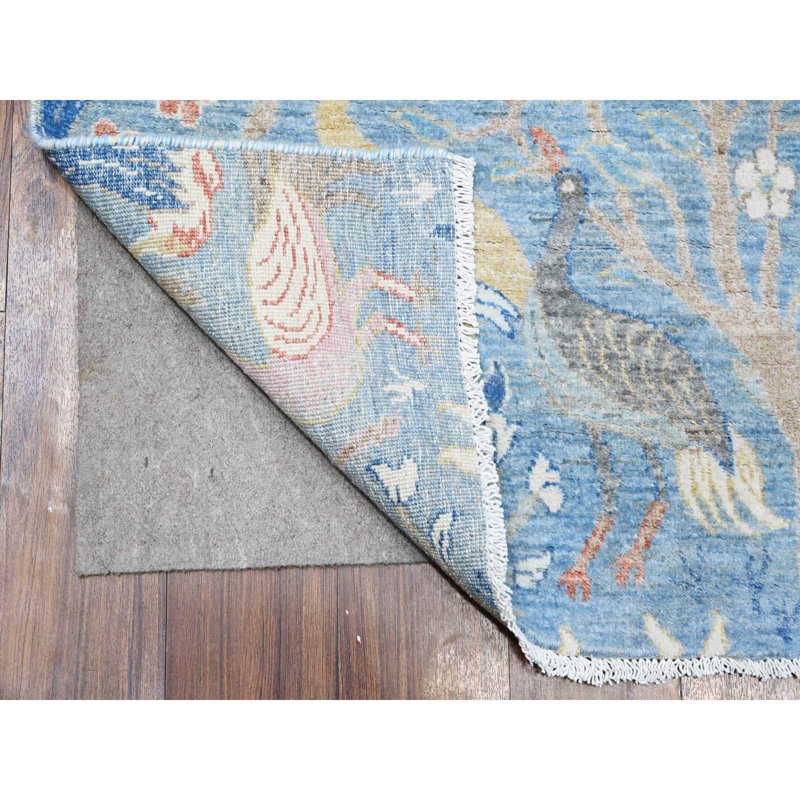 Tapis de couloir bleu en laine noué à la main 4 pi x 11 pi 10 po A87170F3C60F461FA0D9EC5C440FA31D