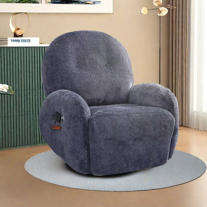Sasia Upholstered Recliner, Blue Polyester Blend