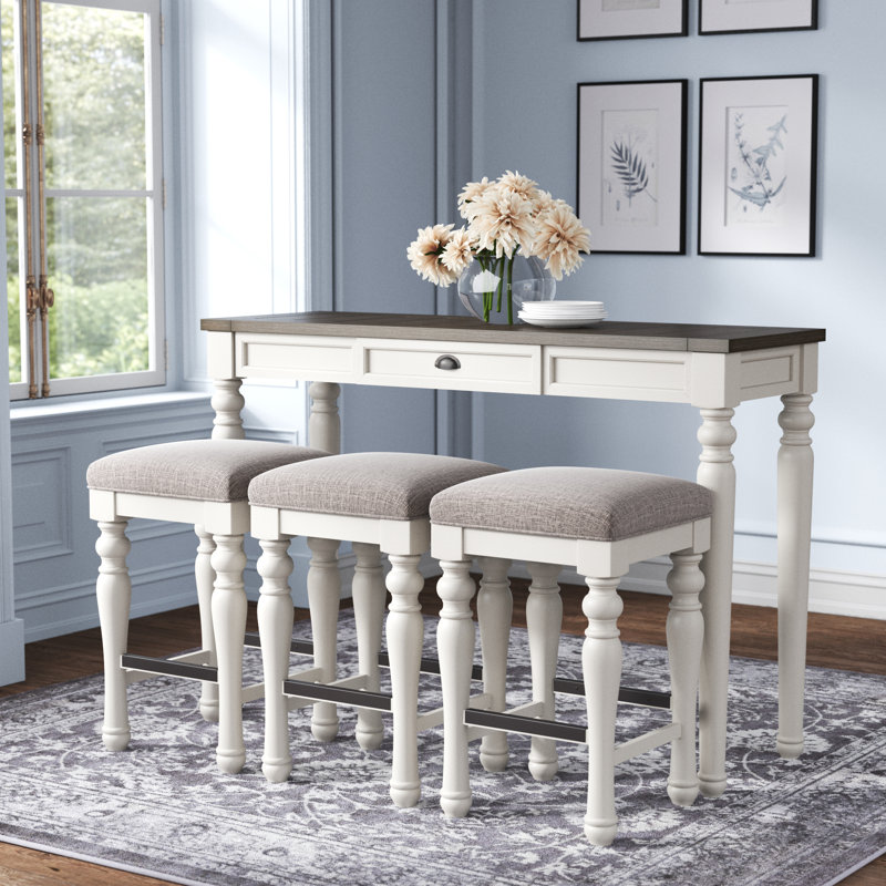 Heppman 3 - Person Solid Wood Solid Wood Top Four Leg Dining Set