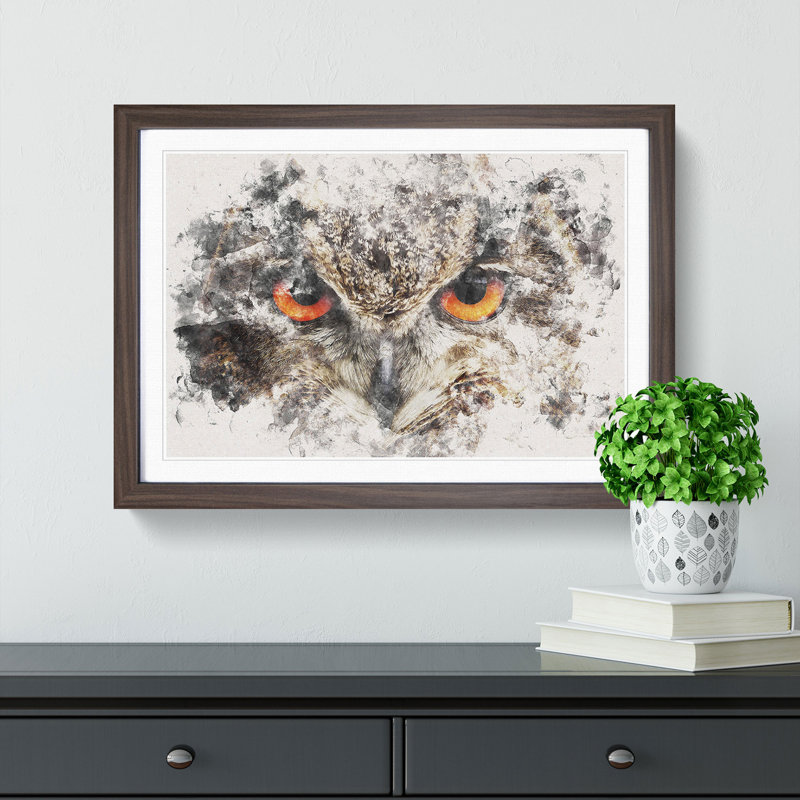 Great Horned Owl - Picture Frame Painting Print, Walnut Framed, 62cm H x 87cm W x 2cm D