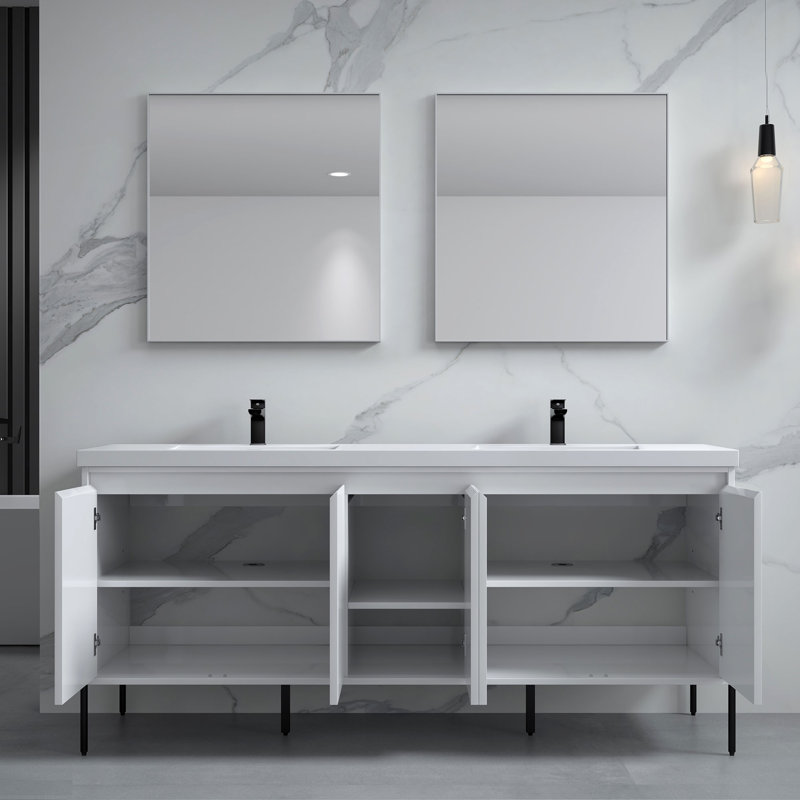 Ensemble de meuble-lavabo double 73 po Roscoe, Blanc, Noir