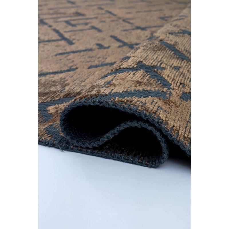 Brown/Black Abstract Luxury Area Rug, Rectangle 7'10" x 11'2"