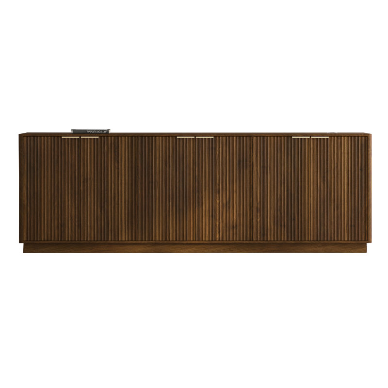 Large Modern Fluted Sideboard Large Buffet with Adjustable Shelves