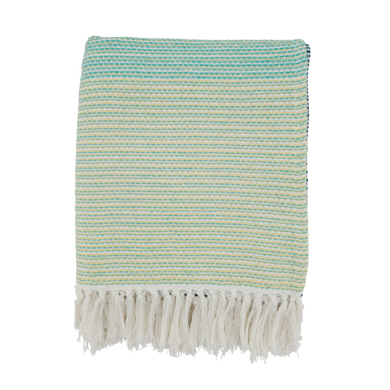 50"x60" Blue and White Cotton Color Block Throw Blanket