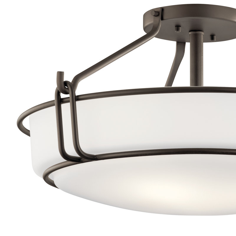 Horan Glass Flush Mount, Olde Bronze