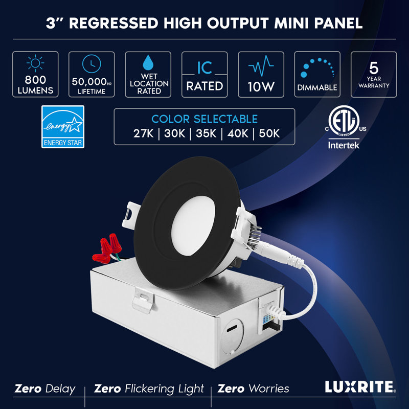 3'' Dimmable Air-Tight IC Rated LED Canless Recessed Lighting Kit