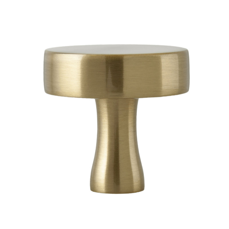 The Perfect Knob 1-1/8" Diameter Satin Brass Round Cabinet Knob, Satin Brass
