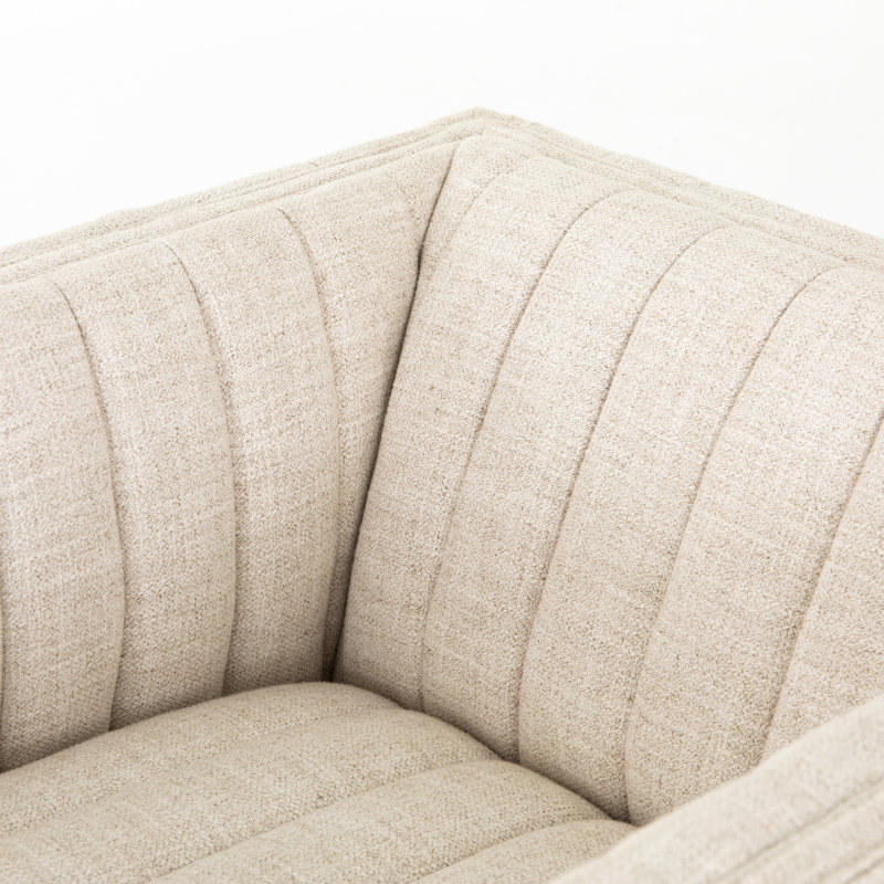 Augustine Swivel Armchair, Dover Crescent White Linen Blend