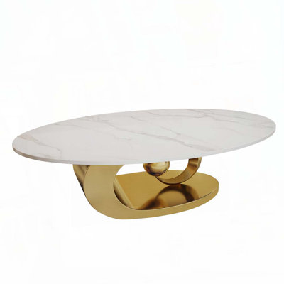 Coffee Table with Sculptural Stainless Steel Base