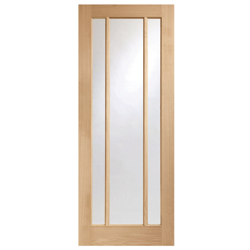 Internal Glazed Oak Worcester 3 Light Fire Door, 2032mm H x 813mm W