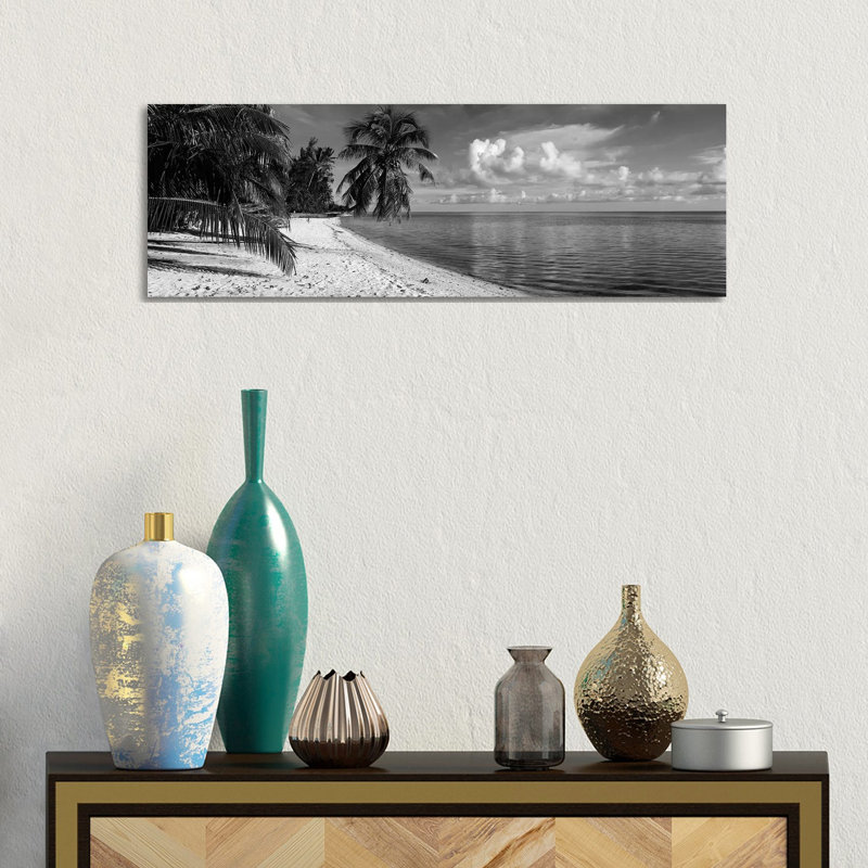 Palm Trees On The Beach, Matira Beach, Bora Bora, French Polynesia by Panoramic Images - Wrapped Canvas Panoramic Print