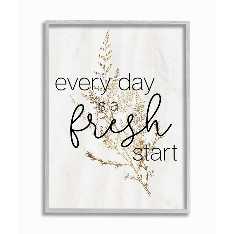 «Everyday Fresh Start», citation avec texte «Gold» et nature par Becky Thorns - impression, Estampe numérique Farmhouse
