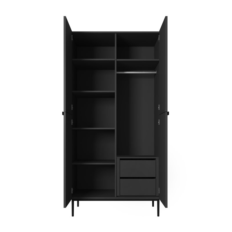 Berfin Manufactured Wood Wardrobe, Matte Black