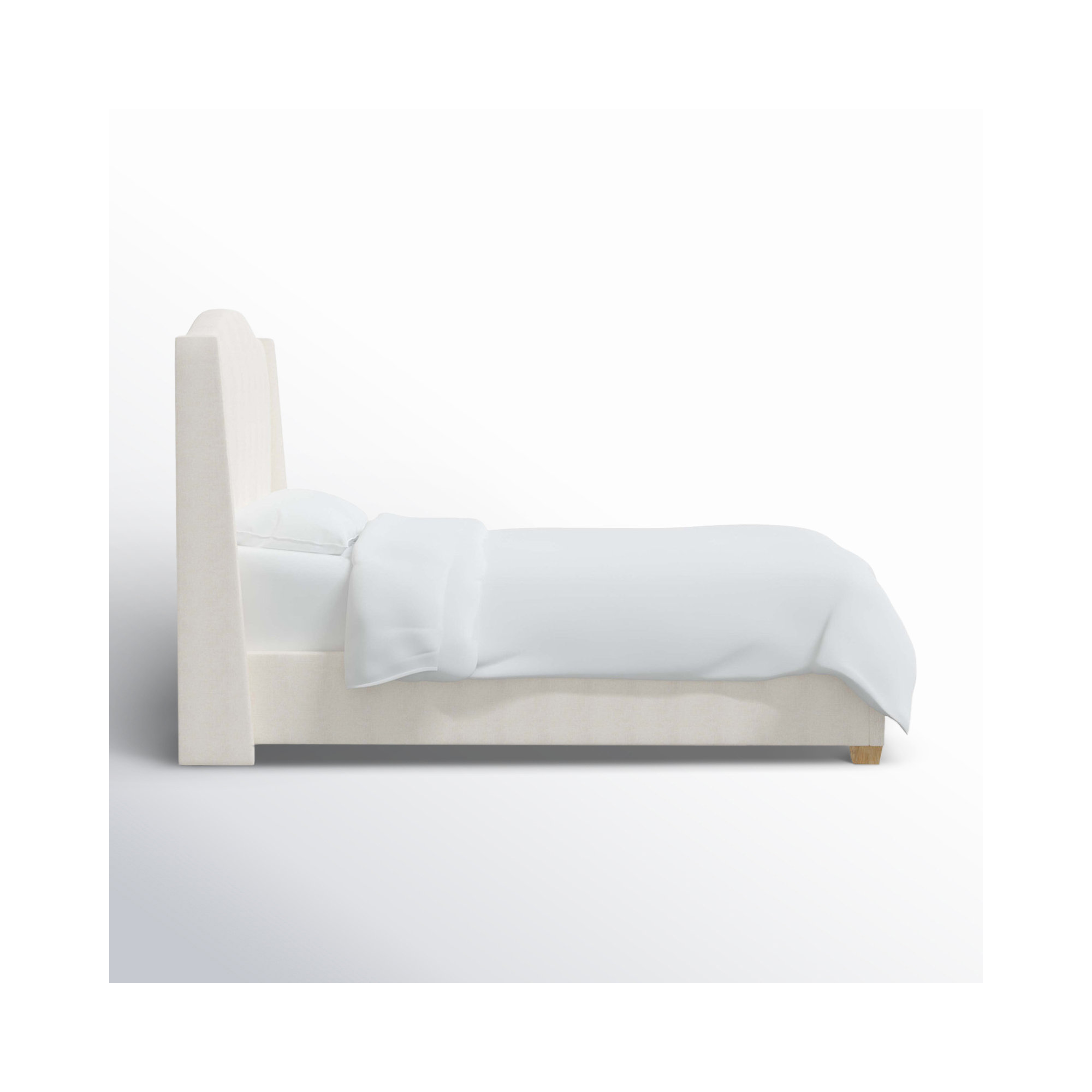 Allis Upholstered Wingback Bed, Zuma White Textured Linen, King