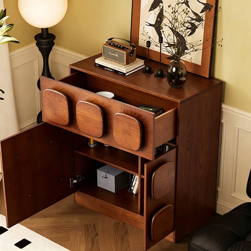 Retro Style Square Handle Accent Chest
