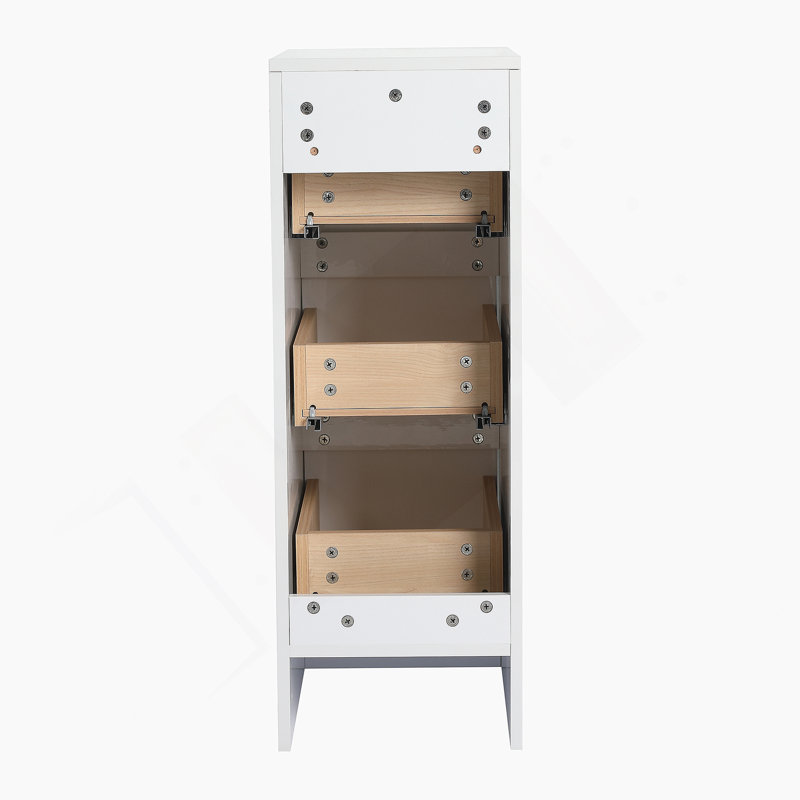 Ensemble de meuble-lavabo autoportant 72 po, 4 armoires de rangement et 2 armoires murales, portes et tiroirs à fermeture en douceur, blanc brillant, contreplaqué