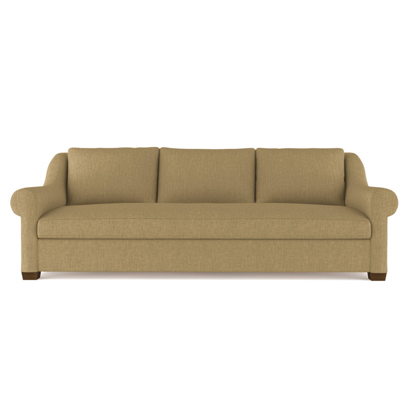 Thompson Rolled Slope-Arm Sofa, Box Weave Linen Alabaster, 32" H x 96" W x 41" D, Weathered