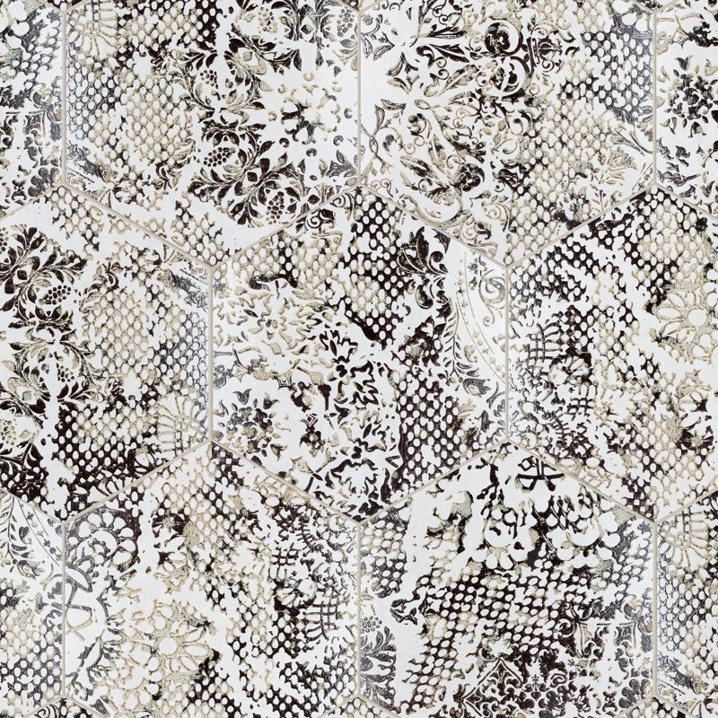 Inedita Hex 10" x  11" Porcelain Patterned Wall & Floor Tile, White