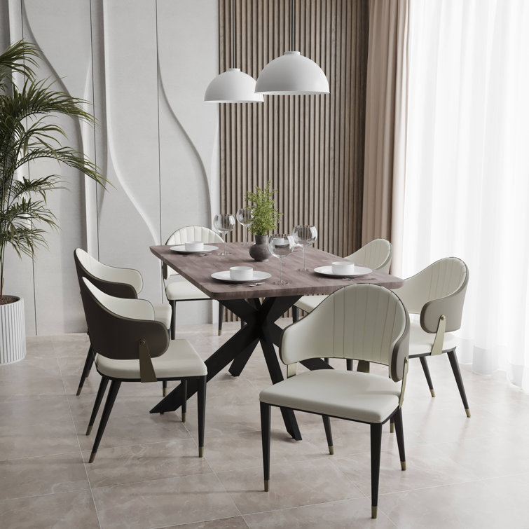 7-Piece Dining Set With Rectangular Dining Table  MDF Top And 4 Dining Side Chairs