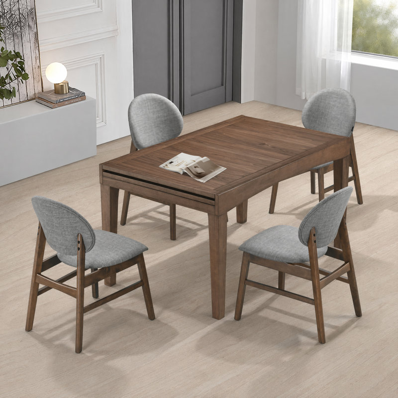 Ensemble de salle à manger extensible en bois 7 pièces avec chaises rembourrées Verona, Brun / Gris