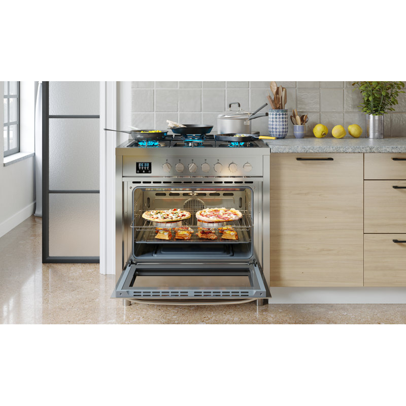Cuisinière à gaz professionnelle en acier inoxydable de 36 po avec pieds, km-fr36gl-ss.