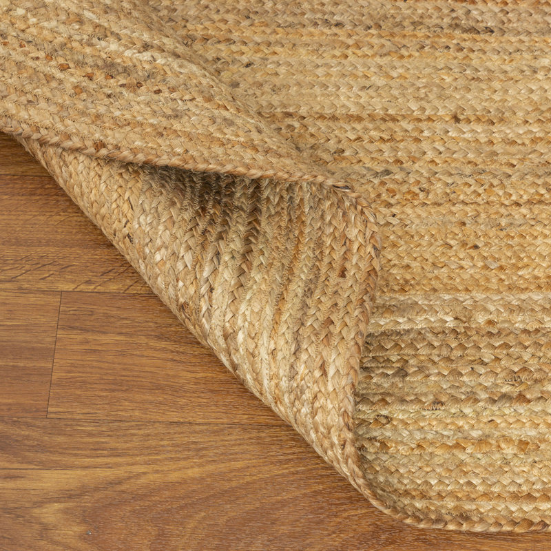 Tapis brun en jute tissé à la main Batty, Ovale 5 pi x7 pi