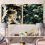 Bleu riche et riche motif de mosaïque en marbre - ensemble de collage abstrait botanique carré de 2-101846954-101846955