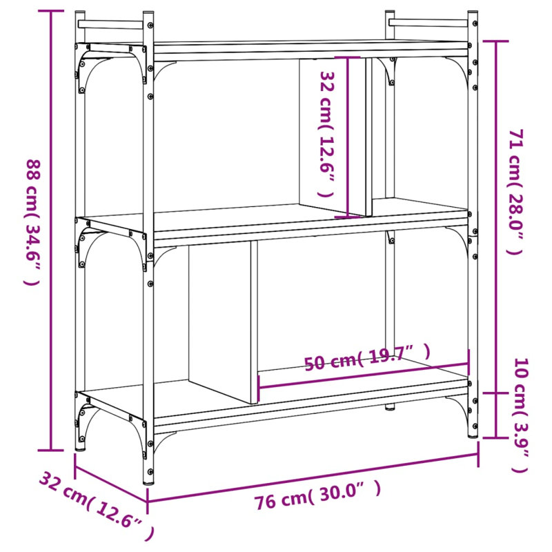 Alingtons 88cm H x 30cm W Standard Bookcase, Grey Sonoma