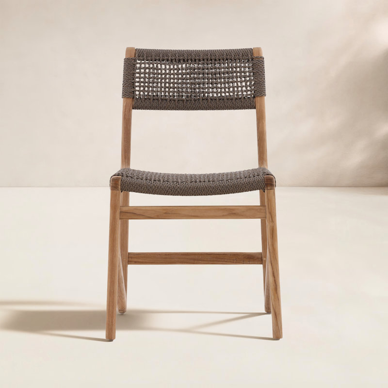 Ysidro Teak Wood Outdoor Dining Chair, Gray