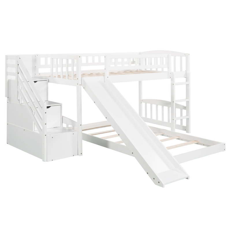 Lit simple superposé au-dessus d'un lit blanc avec expérience de montée agréable et tiroirs de rangement spacieux et polyvalents - attrayant