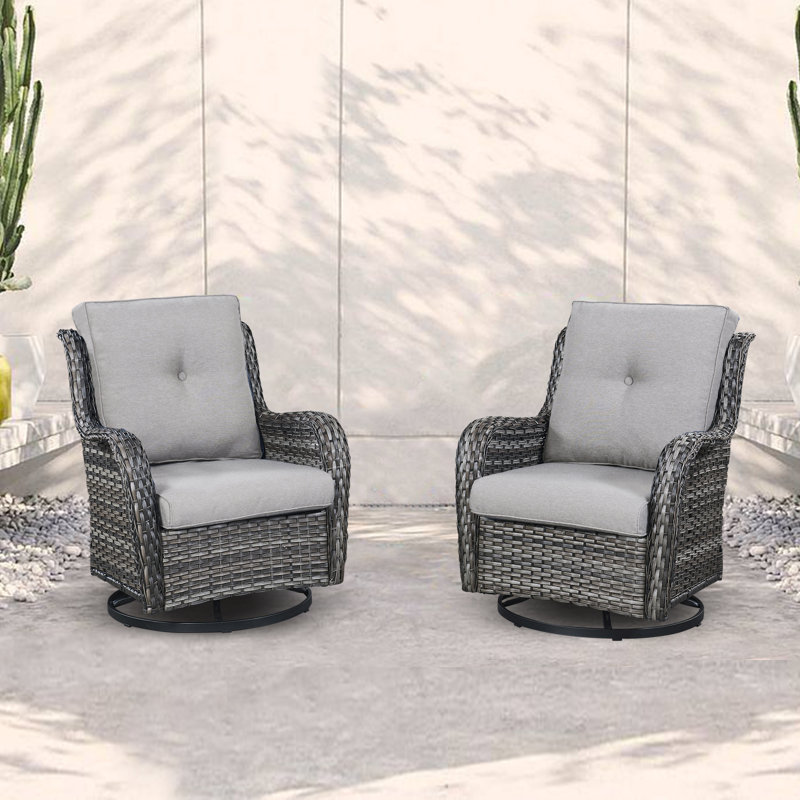 Chaise de patio avec coussins Tonry, Bleu marine, gris