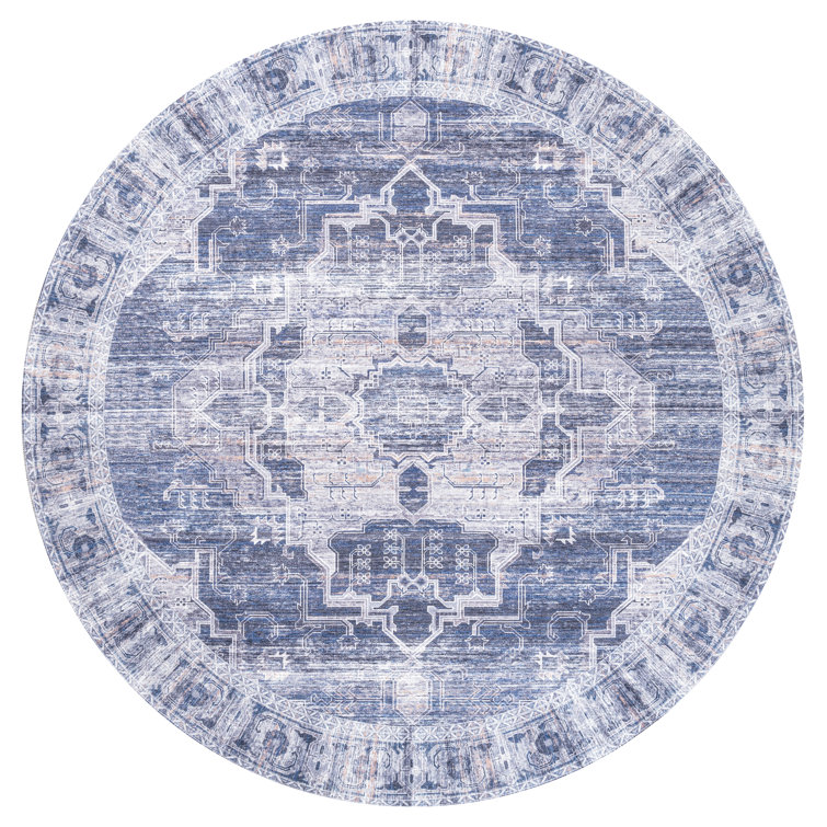 Alanya Ornate Medallion Machine-Washable Navy/Cream Rug