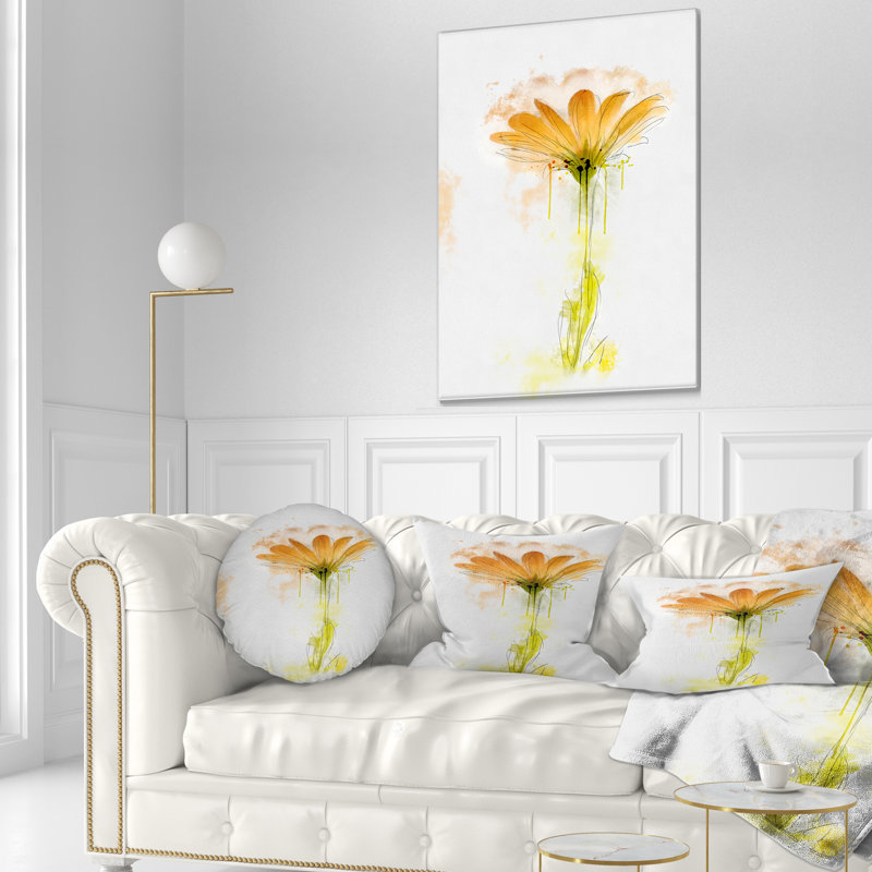 Coussin lombaire en aquarelle flowerswork gerbera sketch