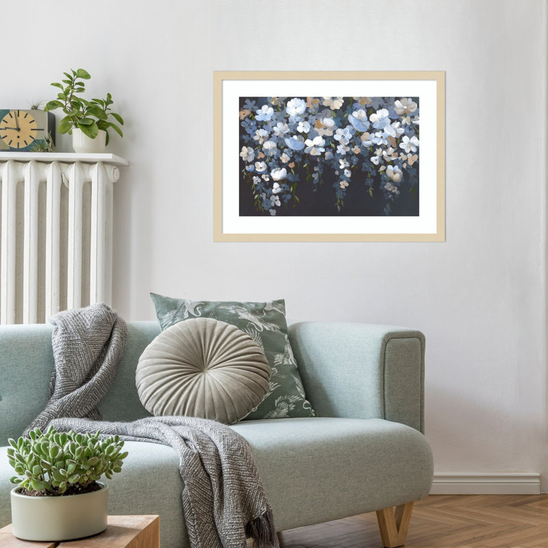 «Hanging Blossoms in Tranquil Night» par Hannah Dawson, reproduction d'art encadrée sur bois, 19 x 25, Svelte naturel