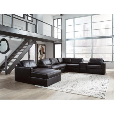 Canapé modulaire 8 pièces avec méridienne et consoles audio Bodie
