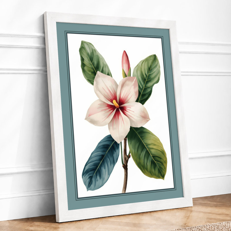Striped Bloom Botanical - Print, A2 - 59.4 x 42.0 cm, White