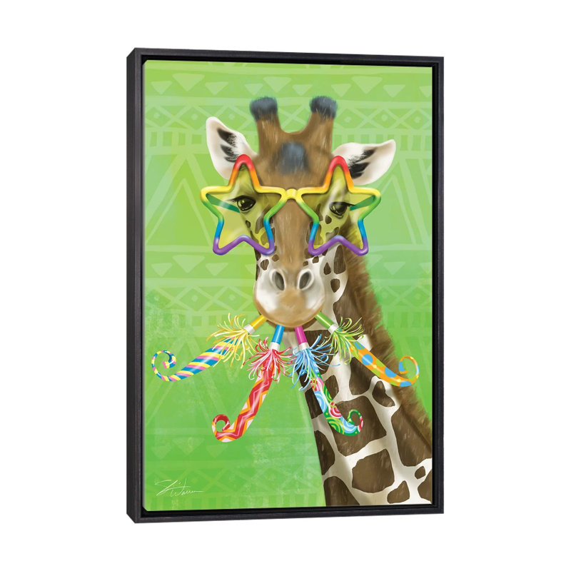 Reproduction d’art, "Party Safari Giraffe" par Shari Warren, Pas de tapis, H 26 po x l 18 po x 1,5 po
