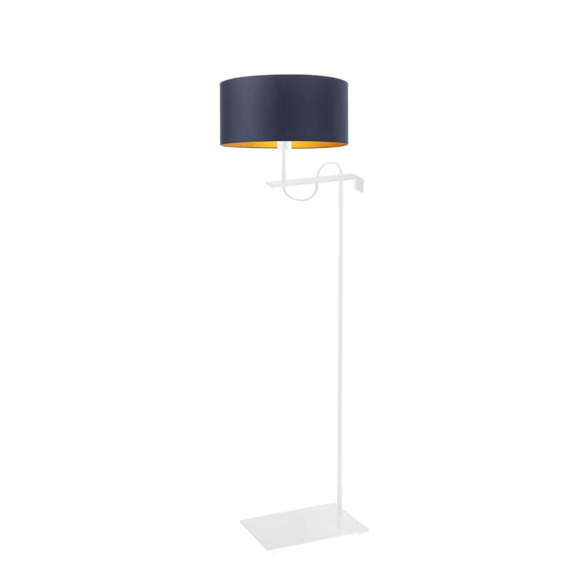 Senter 160cm Swing Arm Floor Lamp, White, Black