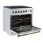 Cuisinière à gaz 36 pouces Marco en noir ou blanc et laiton antique, 6 brûleurs 67 000 BTU, 5,36 pieds cubes Four à convection et jauge de température-107971595