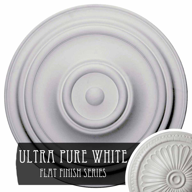 Médaillon de plafond traditionnel de 31 1/2 po x P 2 1/2 po (convient aux auvents jusqu'à 8 1/4 po), Blanc ultra pur