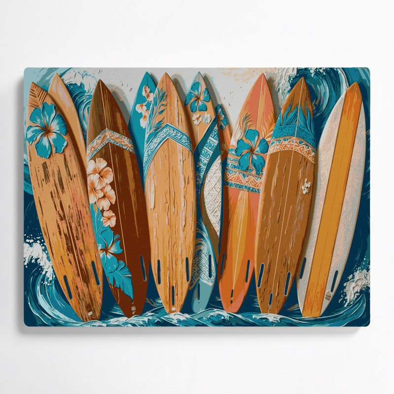 Planche de surf hawaïenne, art mural en métal brun, H 11 po x l 14 po