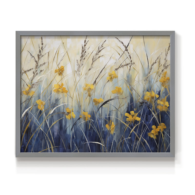 Série florale-ICI - reproduction encadrée - réarmable, H 16 po x l 20 po, Gris