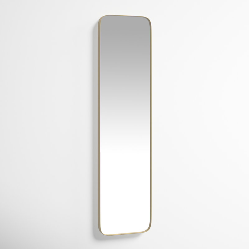 Miroir mural minimaliste en métal avec cadre mince, Doré, 47,5 po x 12 po