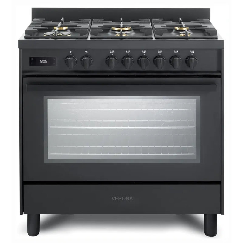 Verona Ultima Midnight Series 36 Inch Dual Fuel Range with 5 Sealed Burners
