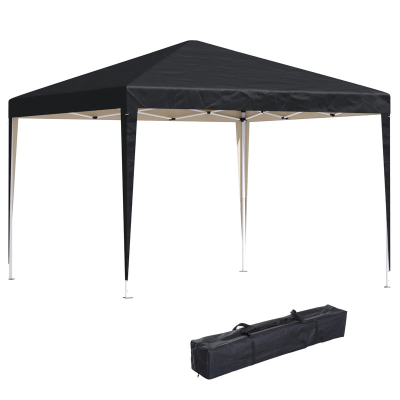 3x3m Height Adjustable Pop Up Gazebo, 210d Oxford Fabric Party Tent With Uv & Water Resistant Canopy, Steel Frame, Carry Bag, Black