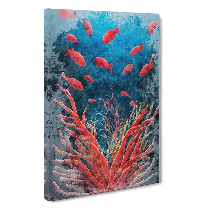 XC1022-2074X Fish By The Coral Reef - Wrapped Canvas Print, 60cm H x 40cm W x 3cm D