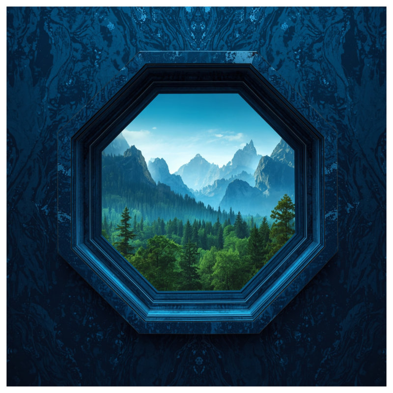 Tapisserie murale «Mountain Window View» - paysage mural, H 68 po x l 80 po avec 4 œillets