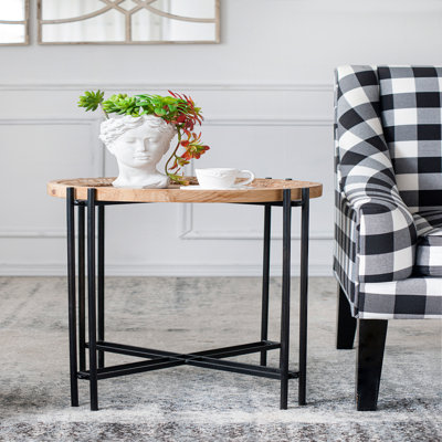 21.5" X 24" Round Side Table - With Wood Top