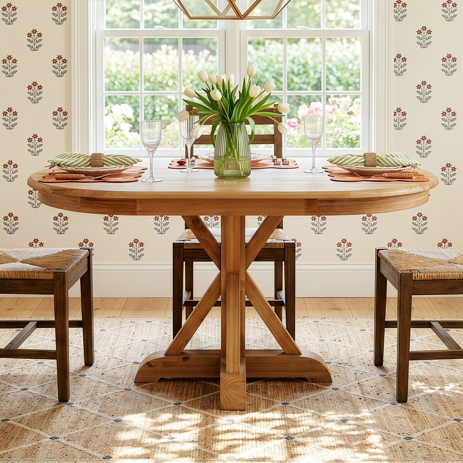 Ellen 47" Dining Table, Brown Wood
